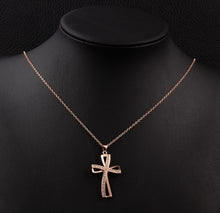 Load image into Gallery viewer, Necklaces 18K Rose Gold Plated with Swarovski Crystals Cross Necklace
