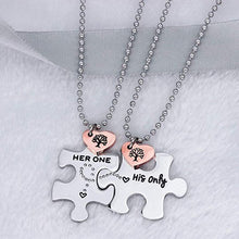Load image into Gallery viewer, Necklaces Stainless Steel Her One and His Only Puzzle Couple Necklace
