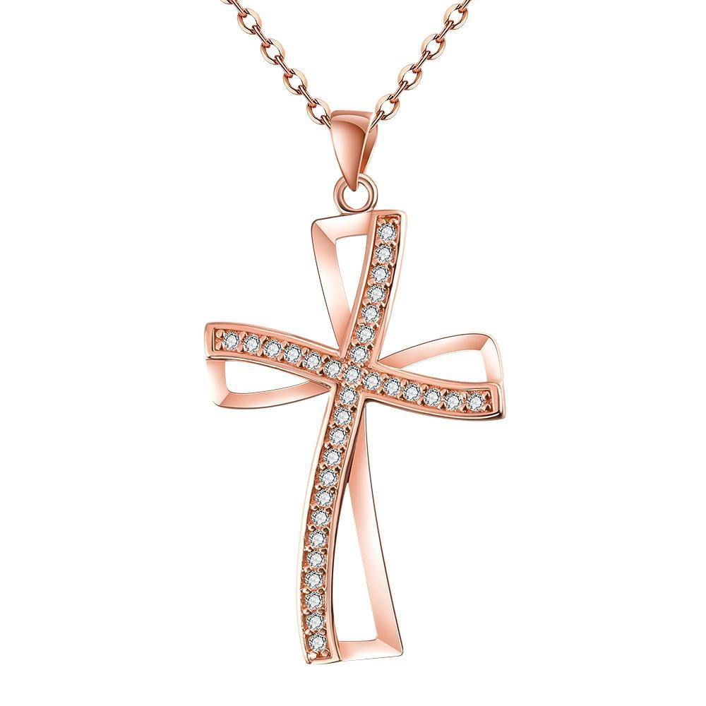 Necklaces 18K Rose Gold Plated with Swarovski Crystals Cross Necklace