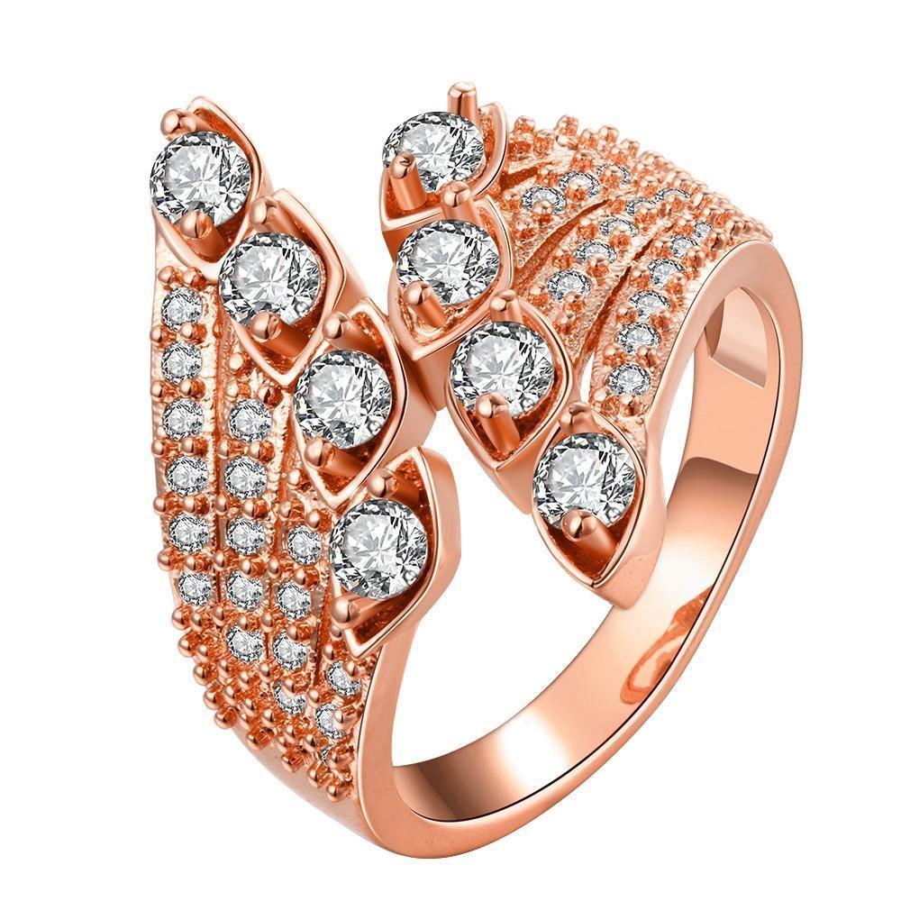 Rings 18K Rose Gold Plated Coralie Feathered Swarovski Cocktail Ring