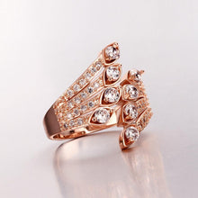 Load image into Gallery viewer, Rings 18K Rose Gold Plated Coralie Feathered Swarovski Cocktail Ring
