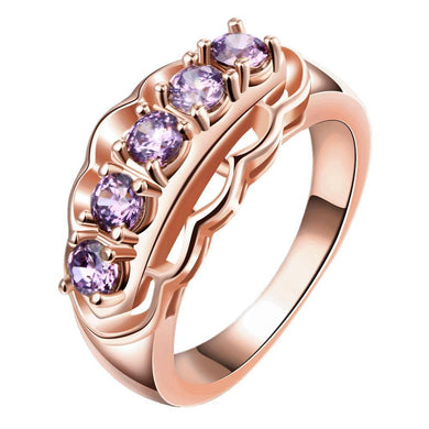 Rings 18K Rose Gold Plated Adrienne Purple Swarovski Ring