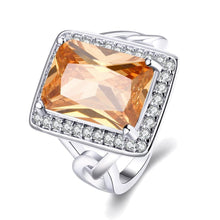 Load image into Gallery viewer, Rings 18K White Gold Plated Maeva Morganite Crystal Emerlad Cut Ring
