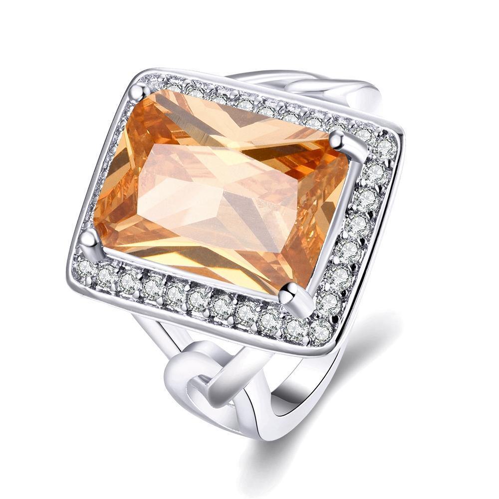 Rings 18K White Gold Plated Maeva Morganite Crystal Emerlad Cut Ring