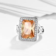 Load image into Gallery viewer, Rings 18K White Gold Plated Maeva Morganite Crystal Emerlad Cut Ring
