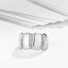 Load image into Gallery viewer, Rings 18K White Gold Plated Marielle Asymmetrical Ring With Swarovski
