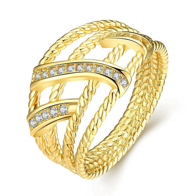 Rings 18K Gold Plated Erin Twist Ring With Swarovski Crystals