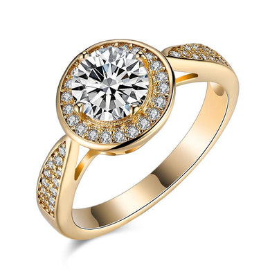 Rings 18K Gold Plated Greca Halo Swarovski Center Ring