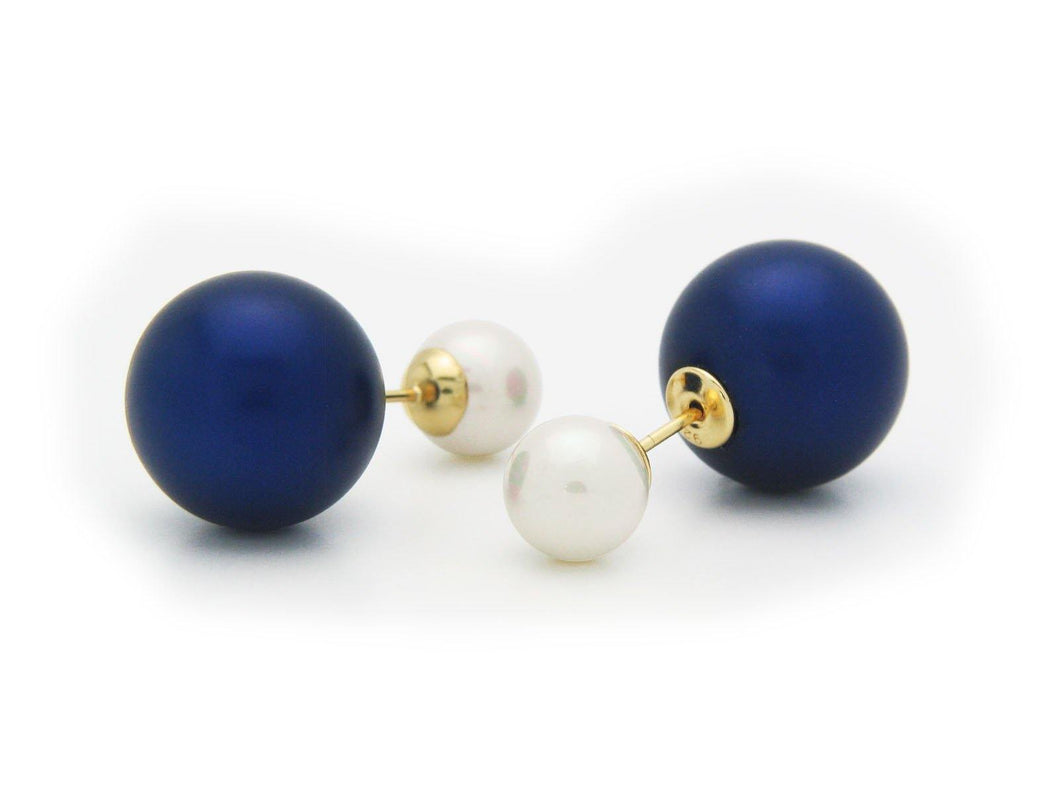 Earrings Faux Blue Pearl Double Sided Earrings