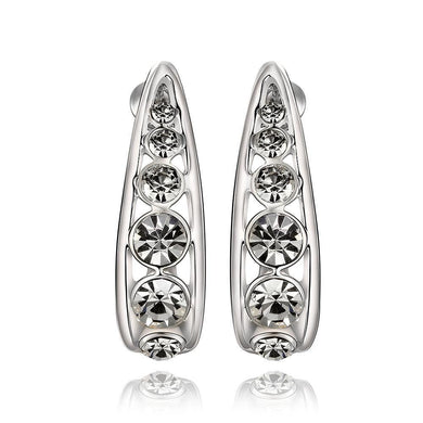 Earrings 18K White Gold Plated 6 Layer Stud Earrings