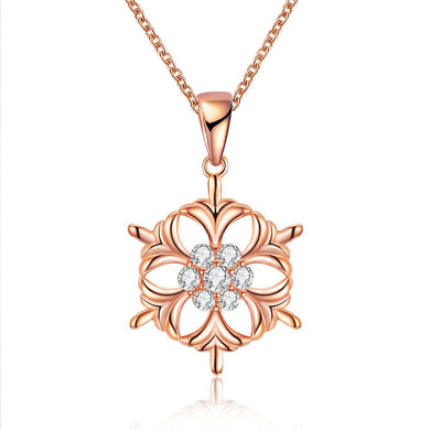 Necklaces Frozen Snowflake Necklace in 18K Rose Gold Plated