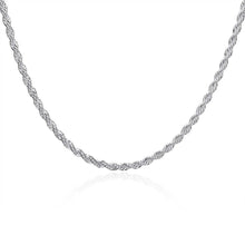 Load image into Gallery viewer, Necklaces 3mm Singapore Rope Chain Necklace in 18K White Gold Plated
