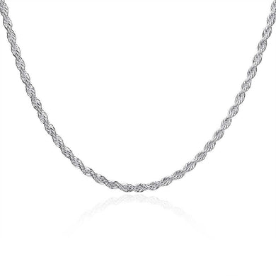Necklaces 3mm Singapore Rope Chain Necklace in 18K White Gold Plated