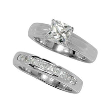Load image into Gallery viewer, Rings Classic Princess Cut Prong Set Wedding Set
