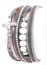 Load image into Gallery viewer, Bracelets Cross and Pearl Multi-Layer Magnetic Bracelet
