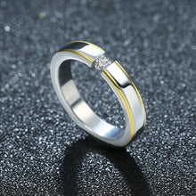 Load image into Gallery viewer, Rings 316L Stainless Steel Mini Swarovski Goldtone Lining Ring
