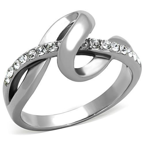 Rings Stainless Steel Crystal Loop Ring