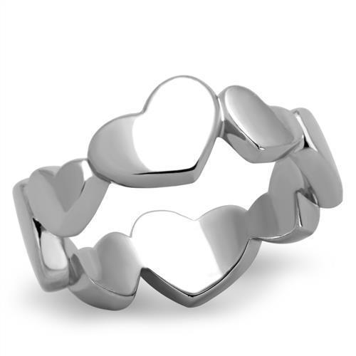 Rings Stainless Steel Heart Band Ring