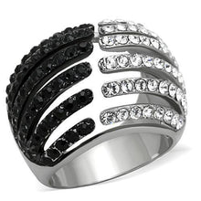 Load image into Gallery viewer, Rings Jet Black Stainless Steel Crystal Cocktail Ring
