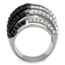 Load image into Gallery viewer, Rings Jet Black Stainless Steel Crystal Cocktail Ring
