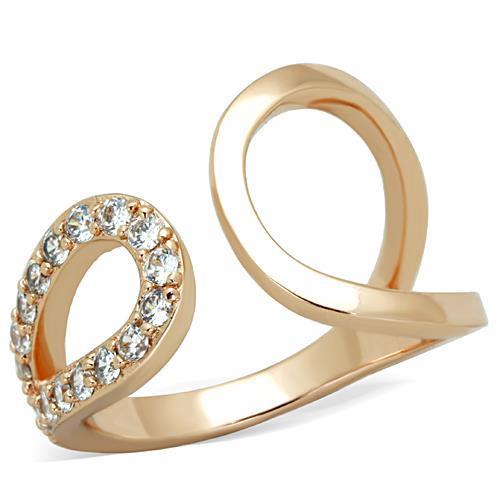 Rings Rose Gold Stainless Steel Swirl CZ Ring