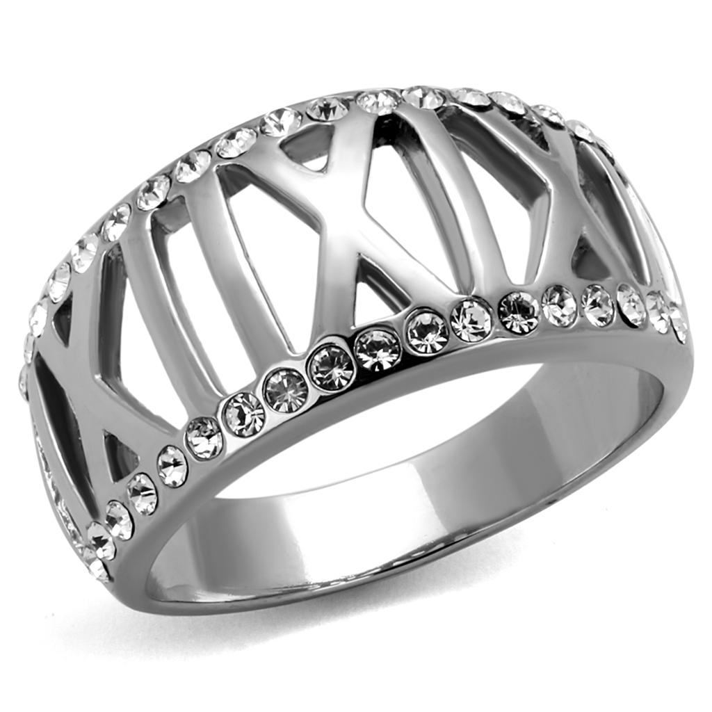Rings Roman Stainless Steel Crystal Ring