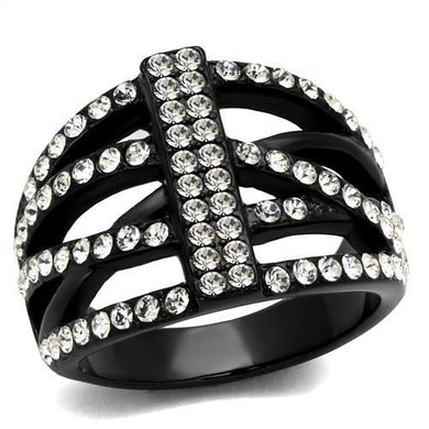 Rings Black Stainless Steel Crystalized Ring