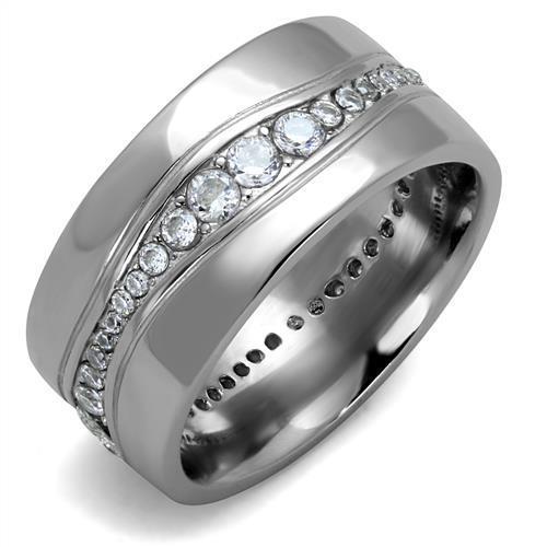 Rings Stainless Steel Cubic Zirconia Band
