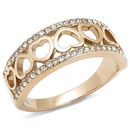 Rings Rose Gold Stainless Steel Synthetic Crystal Ring