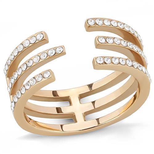 Rings Gold Spaced Stainless Steel Synthetic Crystal Ring