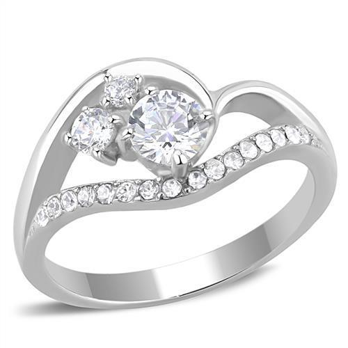 Rings Curved Stainless Steel CZ Ring