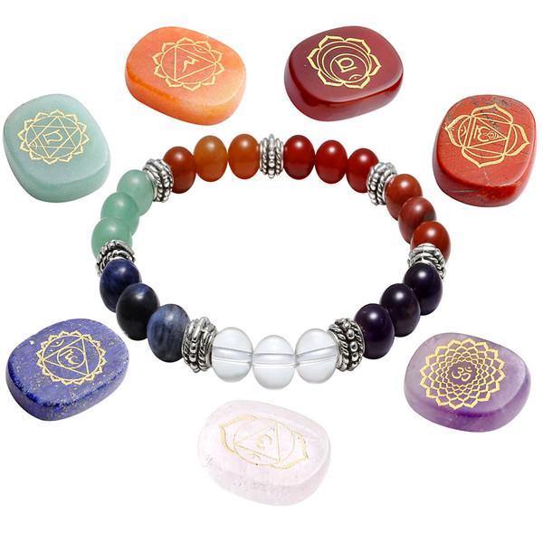 Bracelets Seven Chakra Beaded Polished Bracelet with 7 Reiki Stones