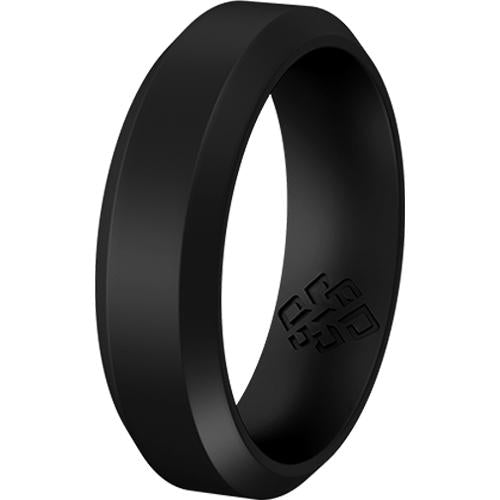 Rings Smooth Black Bevel Edge Silicone Unisex Ring