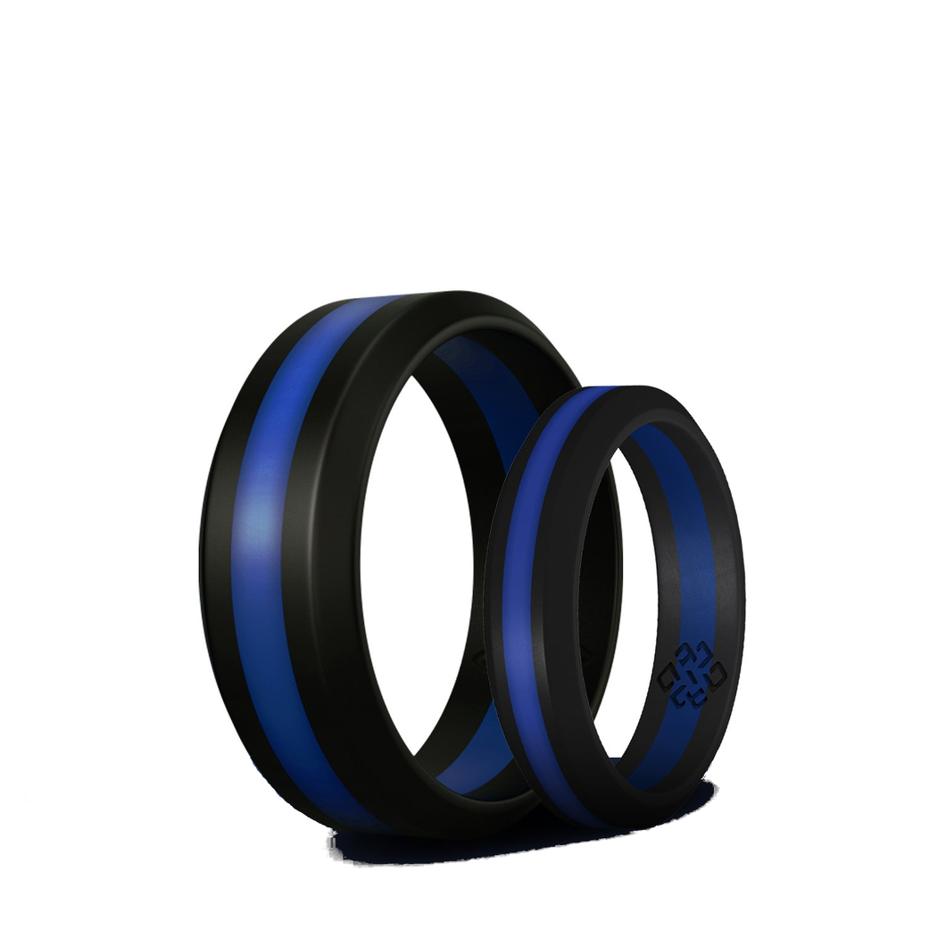 Rings Thin Blue Line Silicone Unisex Ring