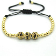 Load image into Gallery viewer, Bracelets 18K Gold Plated Beads 3 Diamond Ball Unisex Bracelet
