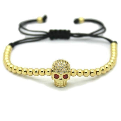 Bracelets 18K Gold Plated Beads Skull Unisex Bracelet