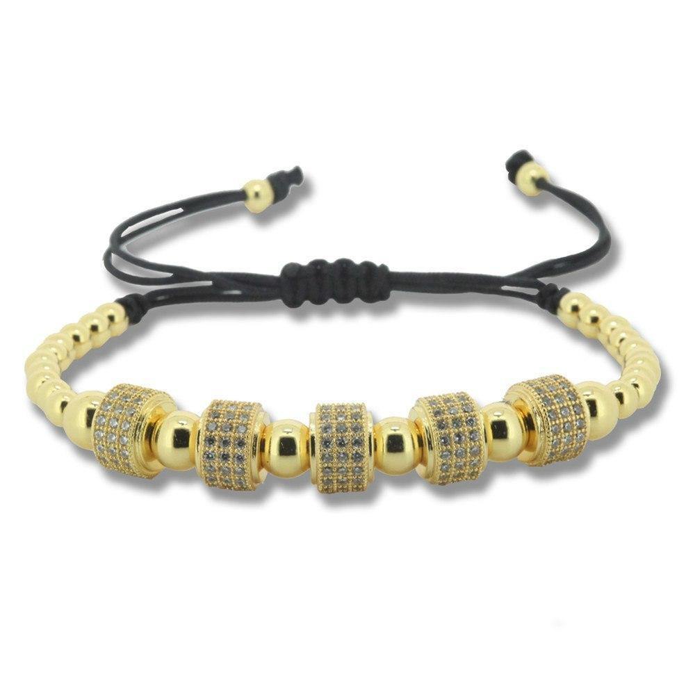 Bracelets 24K Gold Crystal Pave Setting Micro Zircon Macrame Bracelet
