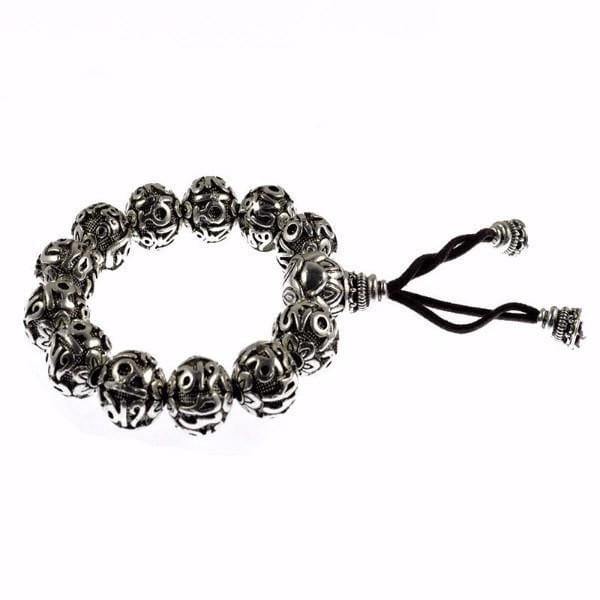 Bracelets Antique Uchen Silver Prayer Beads Bracelet