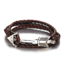 Load image into Gallery viewer, Bracelets Arrow Charm Wraparound Braided Leather Bracelet
