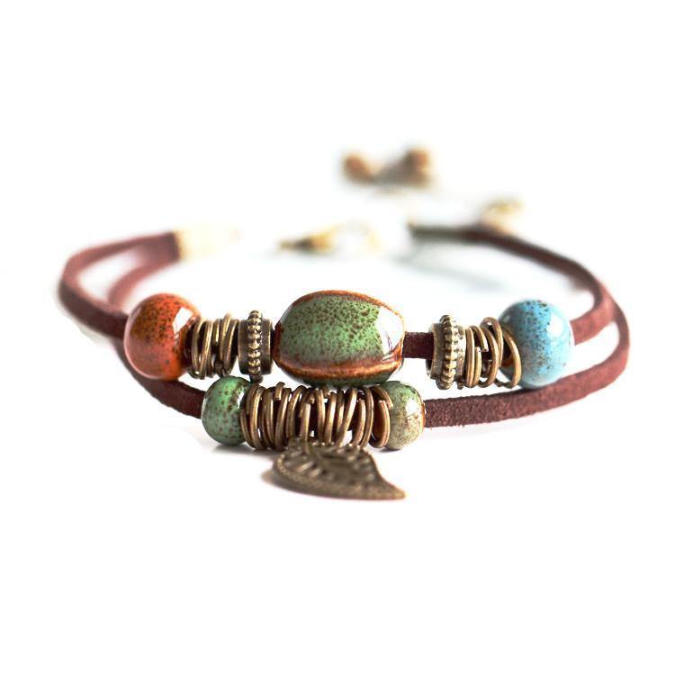 Bracelets Bohemian Style Leaf Hippie Beads Ceramic Bracelet