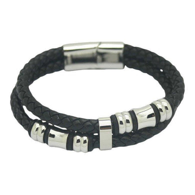 Bracelets Stainless Steel Genuine Leather Men's Bracelet