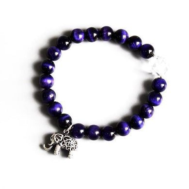 Bracelets Violet Stone Beads Elephant Charm Meditation Bracelet