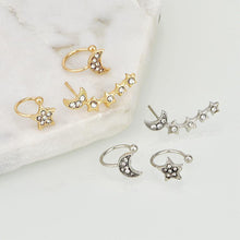 Load image into Gallery viewer, Earrings Moon &amp; Star Earring and Cuff Set
