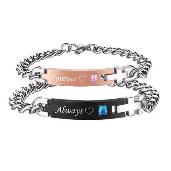 Bracelets 'Always' and 'Forever' Stainless Couples Bracelet