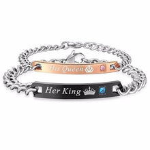 Load image into Gallery viewer, Bracelets &#39;His Crowned Queen and Her Crowned King&#39; Stainless Couples Bracelet
