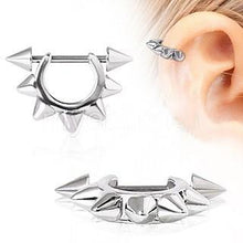 Load image into Gallery viewer, Earrings Surgical Steel Metal Spike Cartilage Cuff
