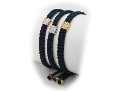Bracelets Minimalistic Macrame CZ Braided Bracelet - Silver