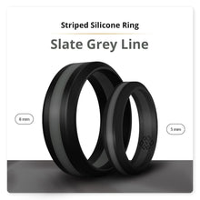 Load image into Gallery viewer, Rings Dark Grey Stripe Silicone Unisex Ring
