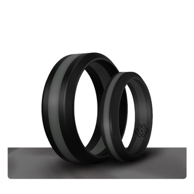 Rings Dark Grey Stripe Silicone Unisex Ring