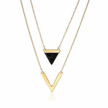 Load image into Gallery viewer, Necklaces Marble Chevron Double Layer Necklace
